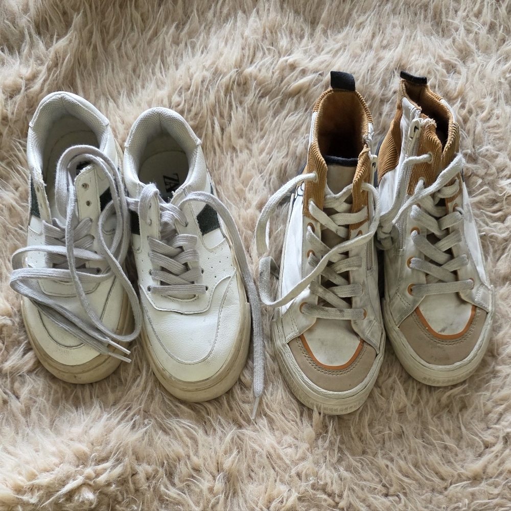 Zara Kids White and Brown Sneakers
